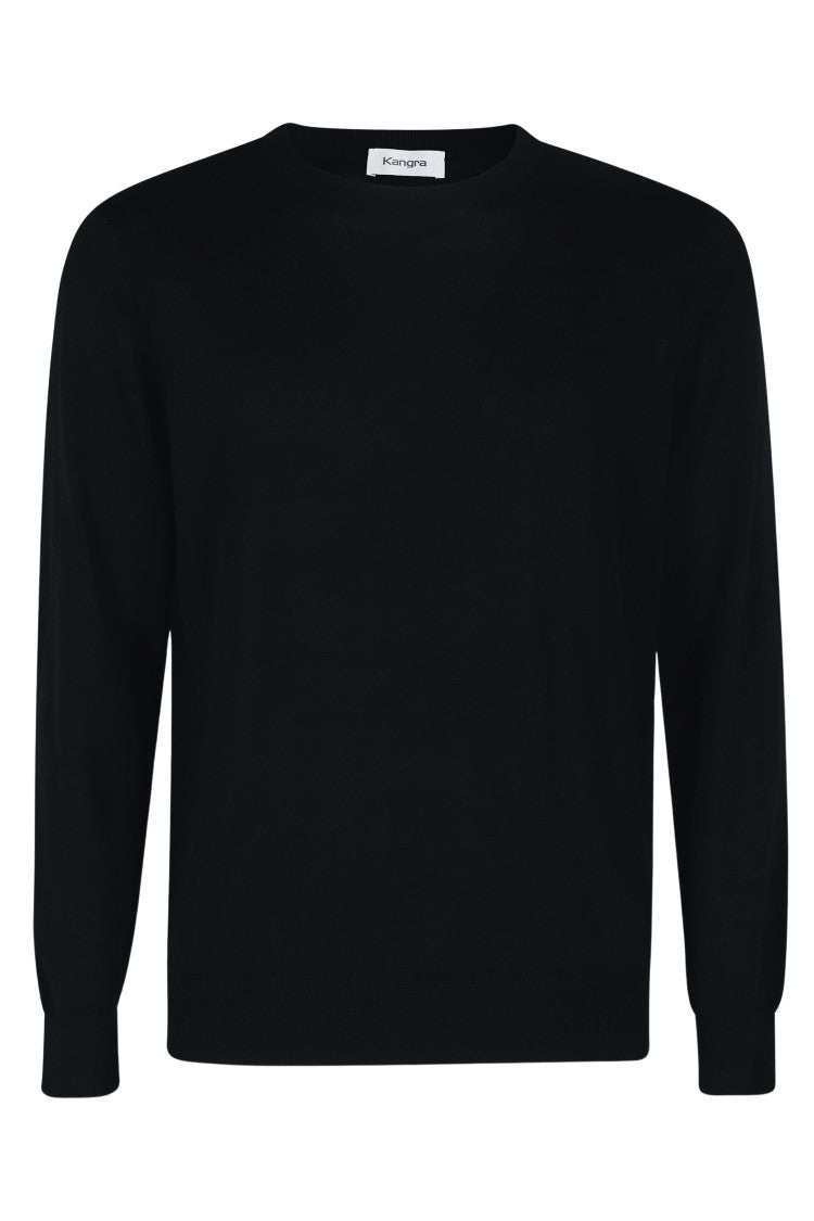 Kangra Black Single Thread Ribbed Trim Cotton Sweater