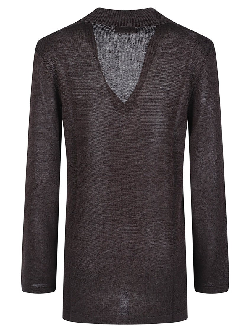 P.A.R.O.S.H. Black Babygirl V Neck Linen Sweater