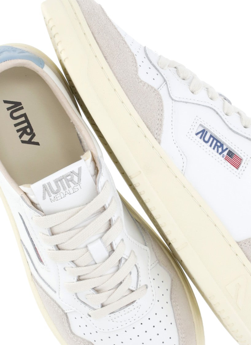 Autry White Medalist Low Leather-Blend Sneakers