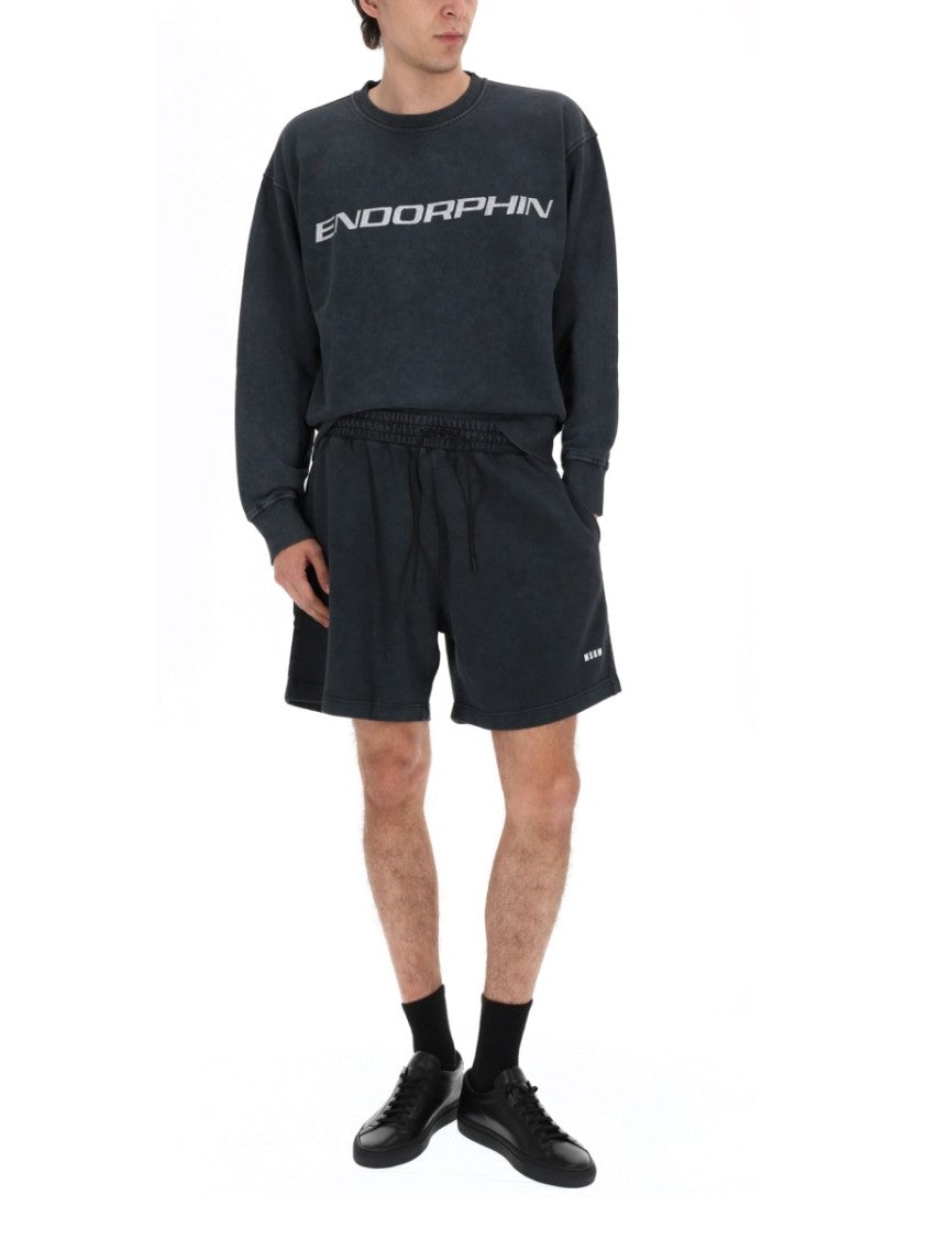 Msgm Relaxed Fit Lightly Washed Shorts