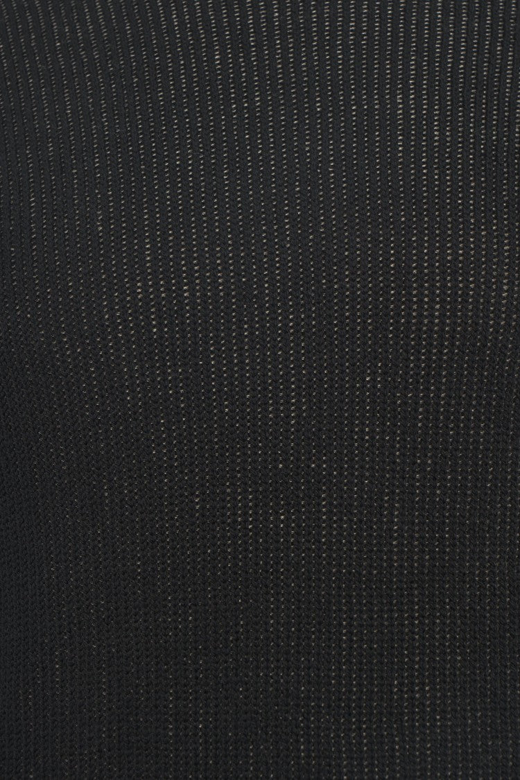 Transit Lightweight Black Pullover With Ribbed Trims And Classic Crew Neck