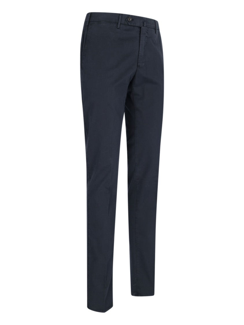 Pt Torino Navy Blue Superslim Chinos With Straight Leg Design
