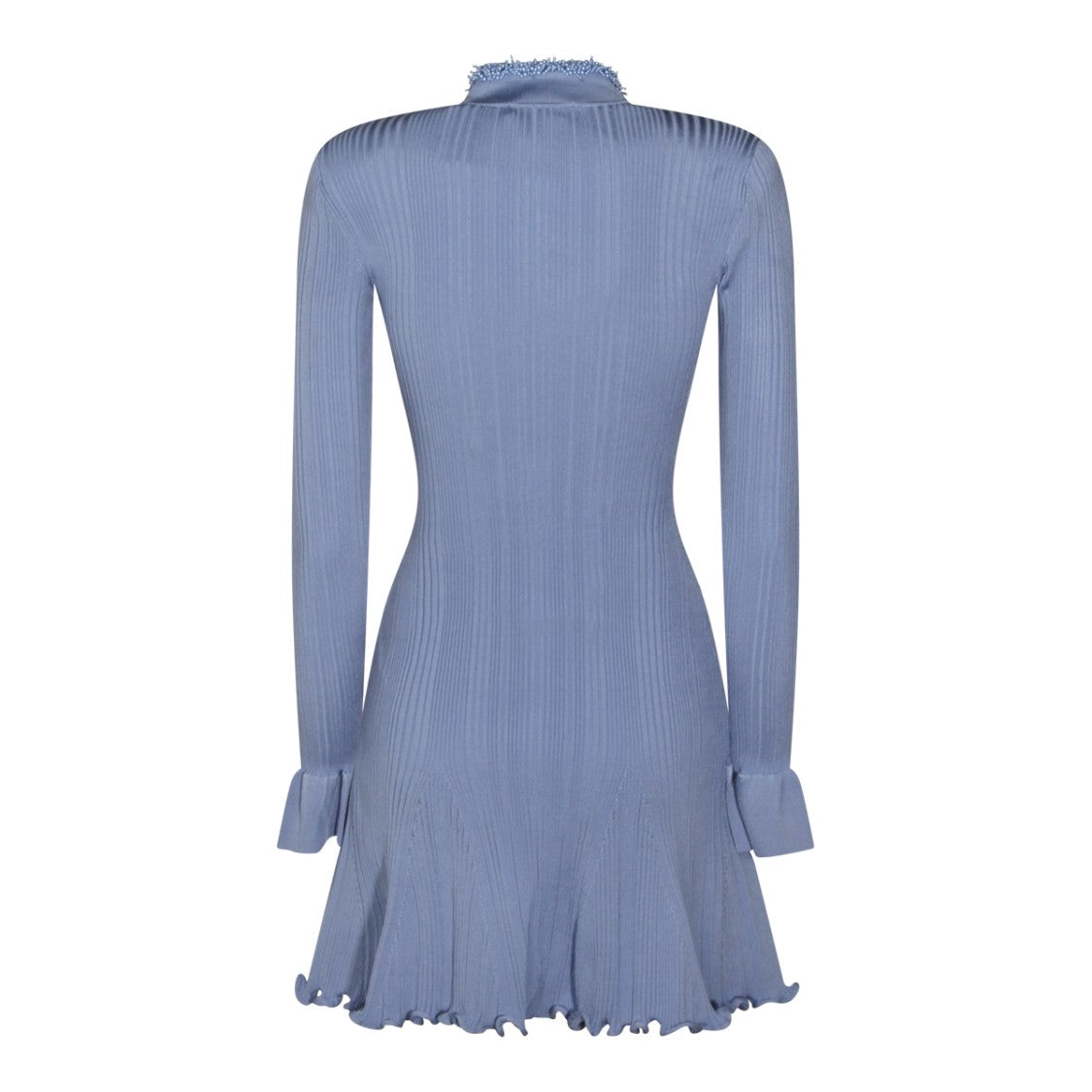 Self-Portrait Blue High-Collar Buttoned Dress