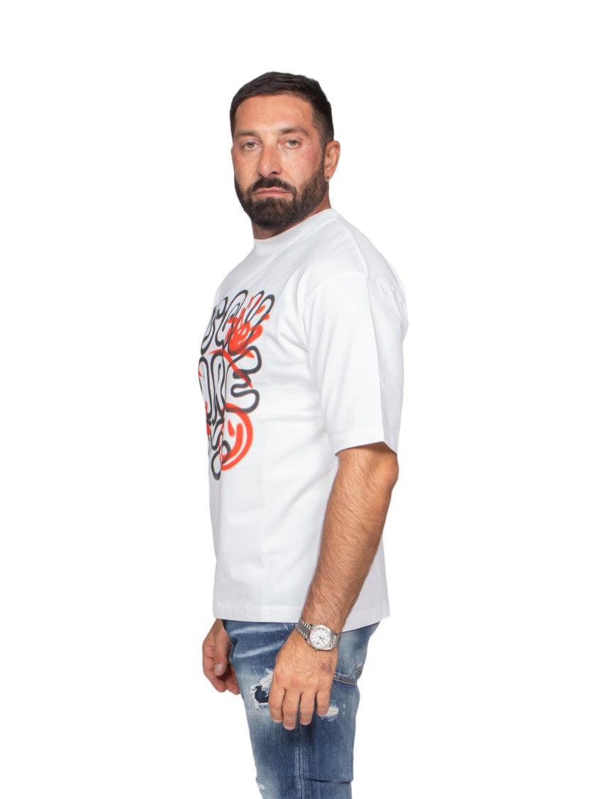 Dsquared2 Abstract Graphic Print Loose Fit T-Shirt