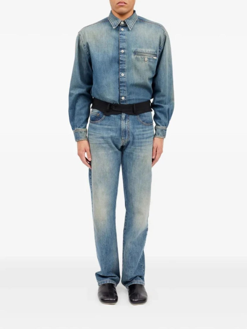 Mm6 By Maison Margiela Blue Reconstructed Waist Denim Jeans