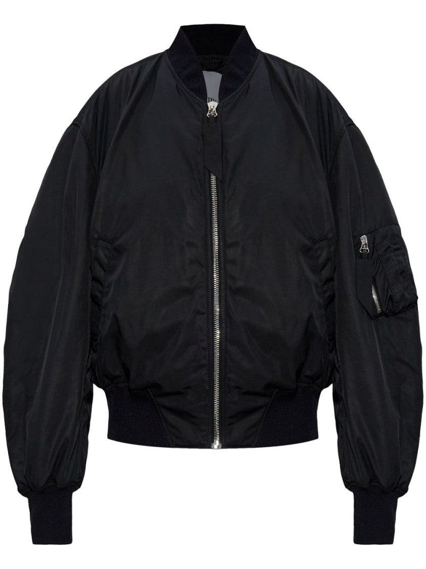 The Attico Bishop Sleeve Bomber Jacket With Ribbed Hem