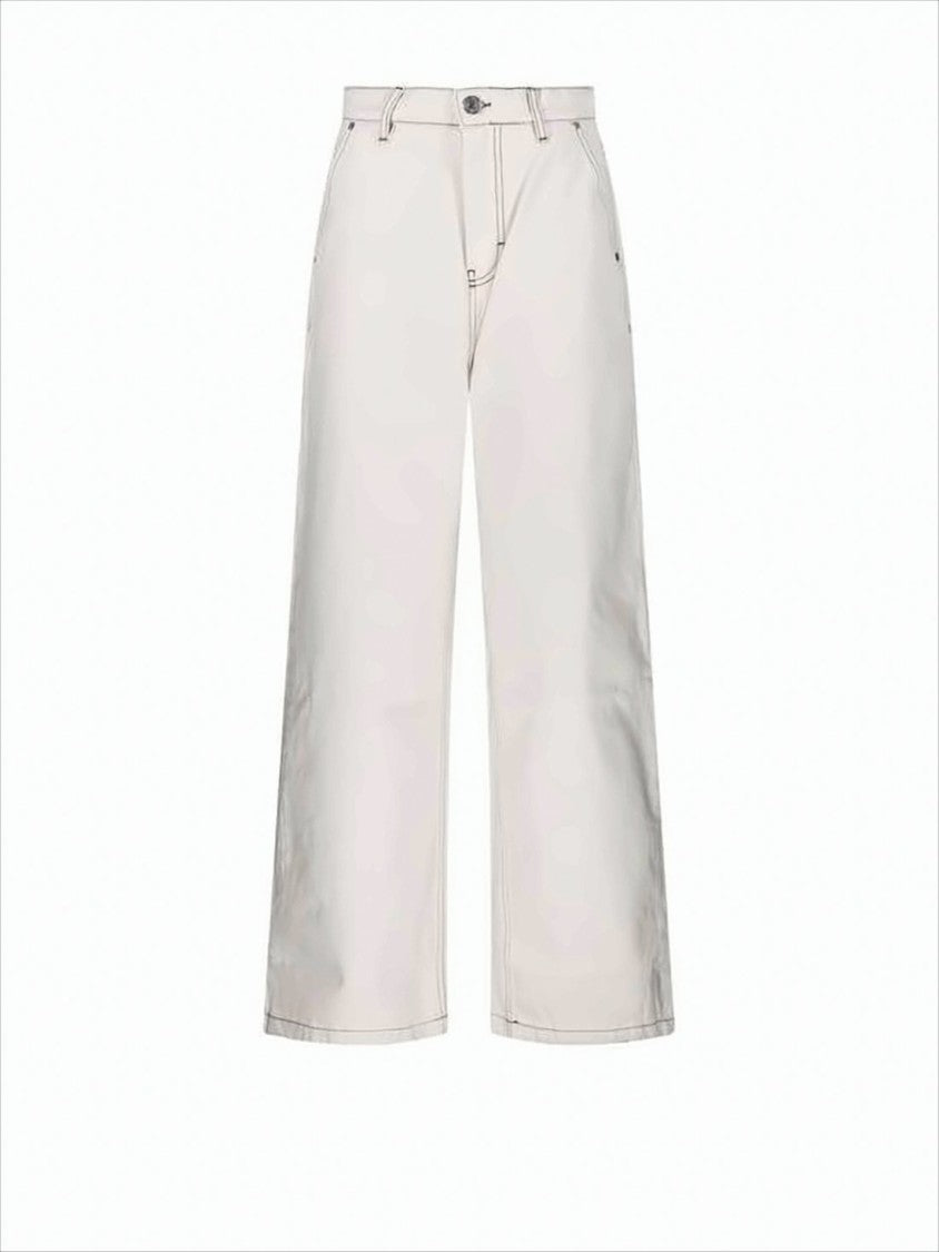 Ami Paris High-Waisted Straight-Leg Pants With Belt Loops