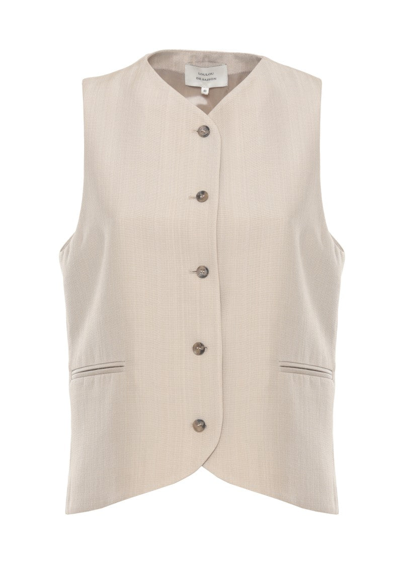 Loulou De Saison Beige Paco Front Buttons Vest