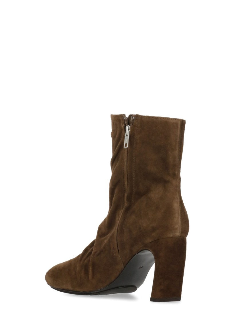 Ash Brown Estelle Square-Toe Suede Boots