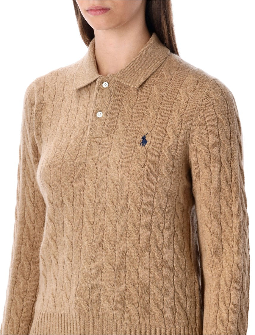 Polo Ralph Lauren Polo Cable-Knit Wool Cashmere Polo Sweater