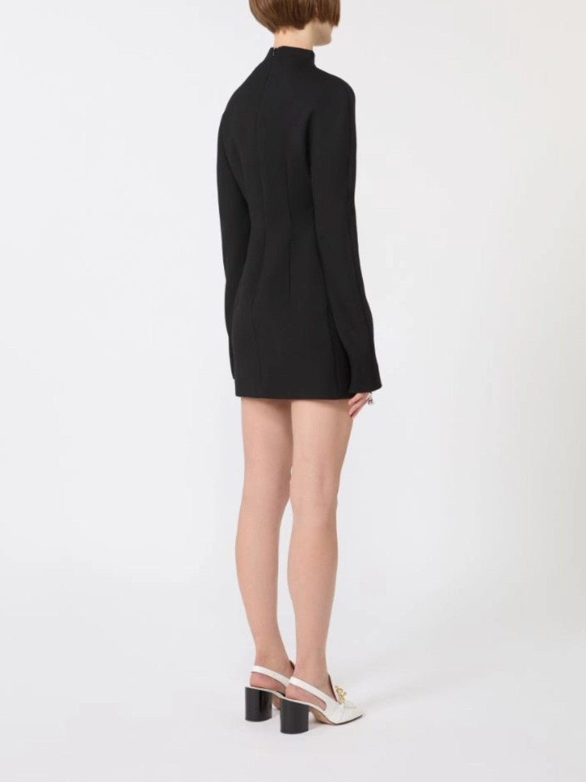 Sportmax Black Hourglass Silhouette Gabardine Mini Dress