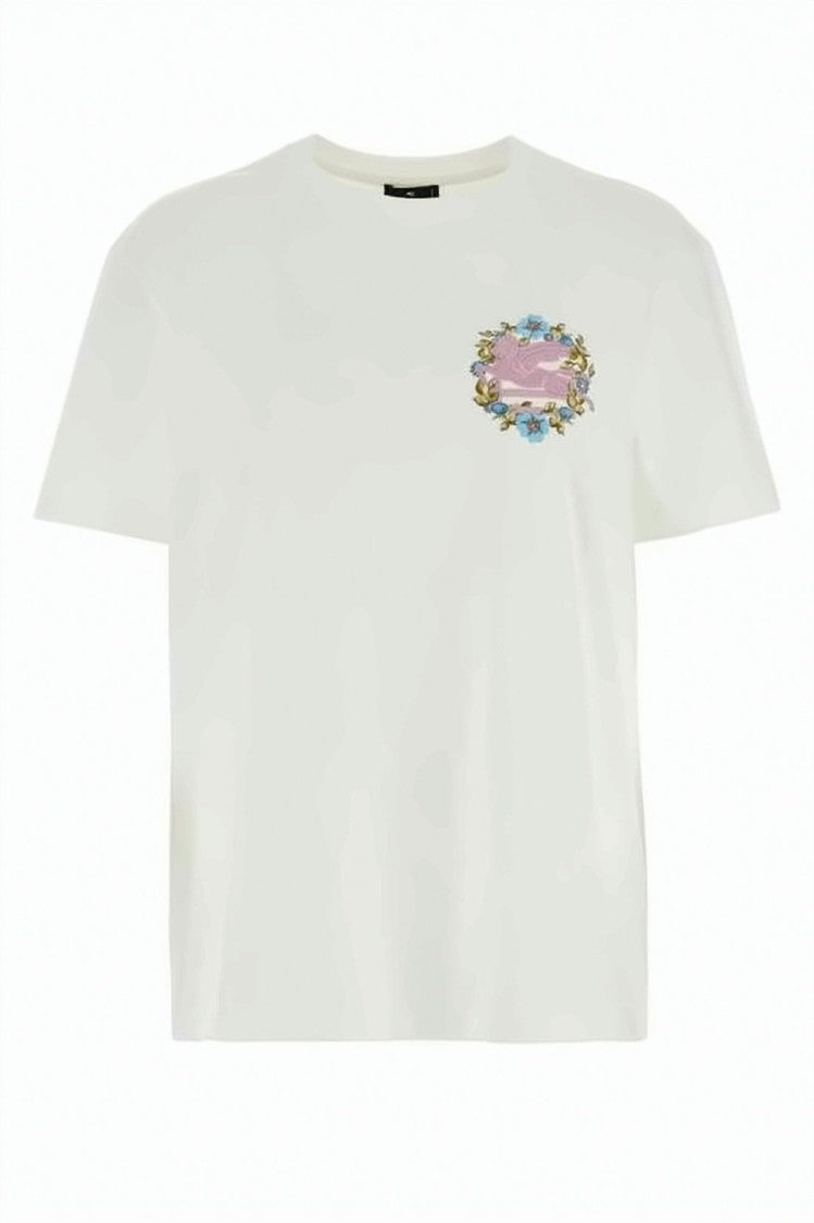 Etro Boxy-Cut Short-Sleeved Cotton T-Shirt With Floral Emblem