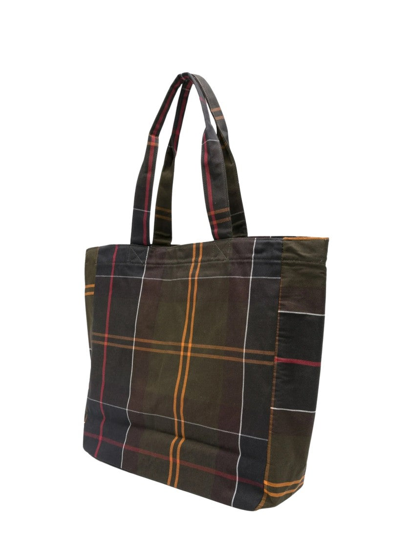 Barbour Spacious Tartan Plaid Tote Bag With Contrasting Logo Print