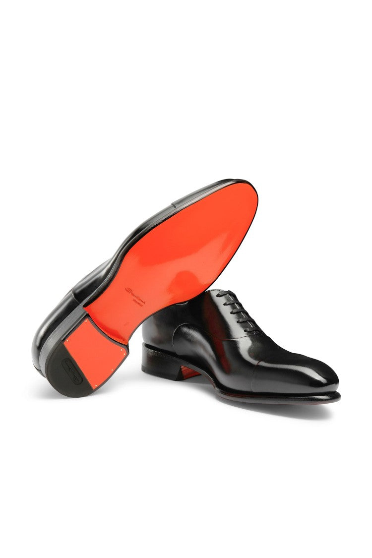 Santoni Isaac Model Antiqued Leather Oxford Shoes
