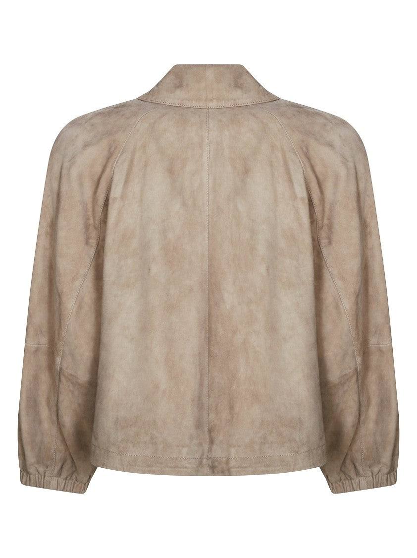 Max Mara Wkdzuppa Cropped Suede Casual Jacket