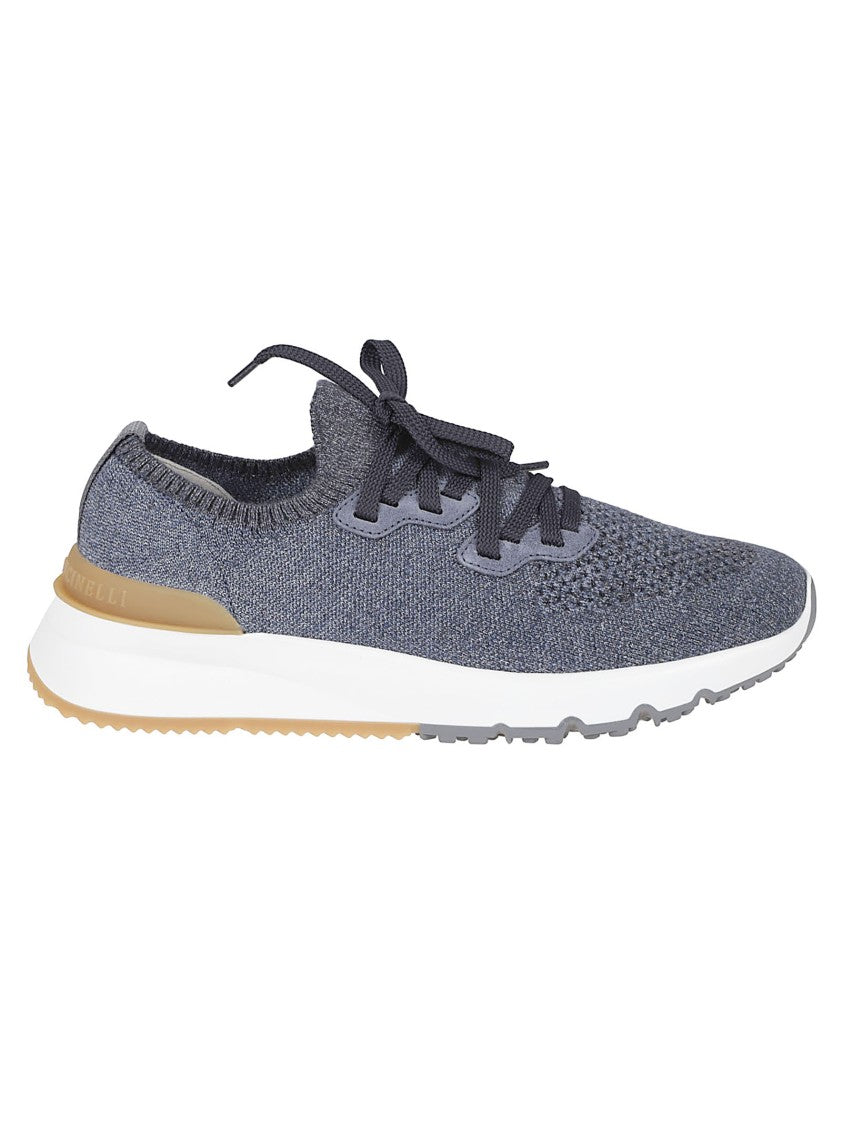 Brunello Cucinelli Knitted Fabric Sneakers With Sock-Like Collar