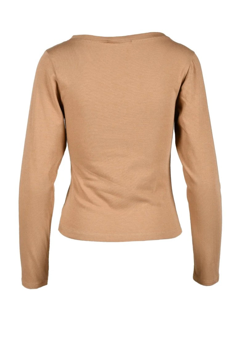 Gil Santucci Beige Abstract Stretch Cotton T-Shirt
