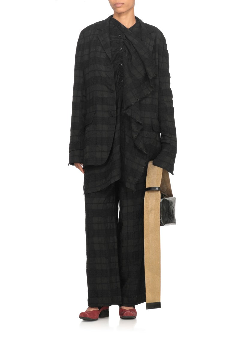 Uma Wang Asymmetric Ruffle-Detail Wool Blend Blouse By Uma Wang