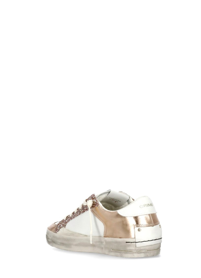 Crime London White Sk8 Deluxe Pink Strass Sneakers