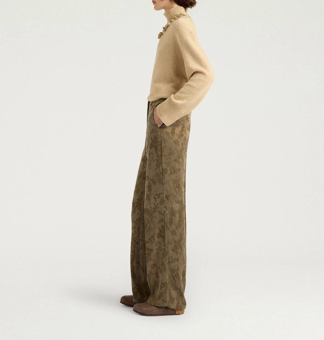 Momonì Wide-Leg Pants With Camouflage-Inspired Pattern