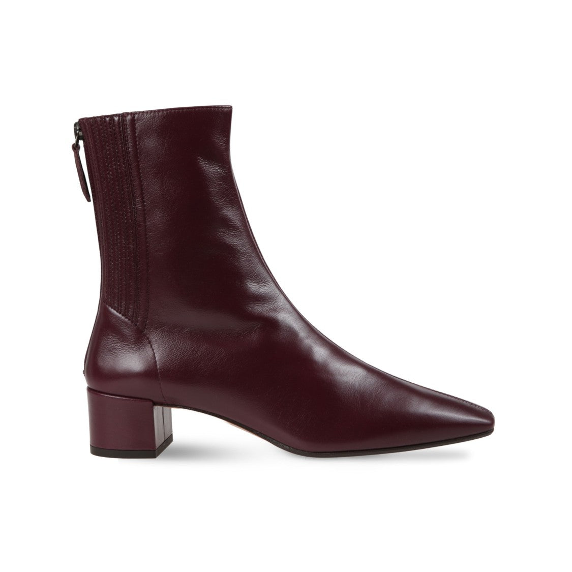 Aquazzura Burgundy Ankle Boots With Textured Zipper Panel