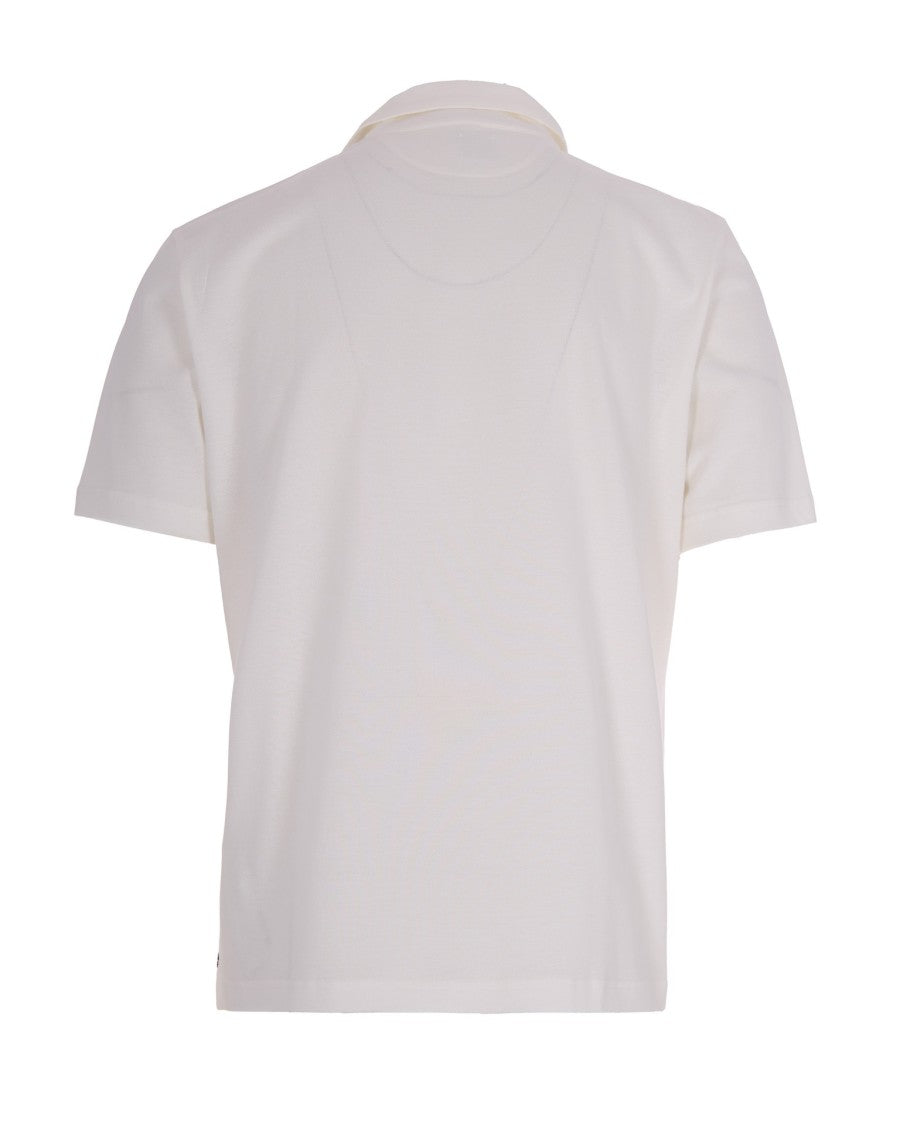 Eleventy White Half Sleeve Polo