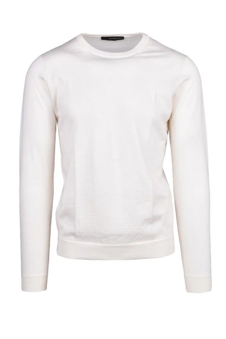 Jeordie's White Merino Wool Men's Crewneck Sweater