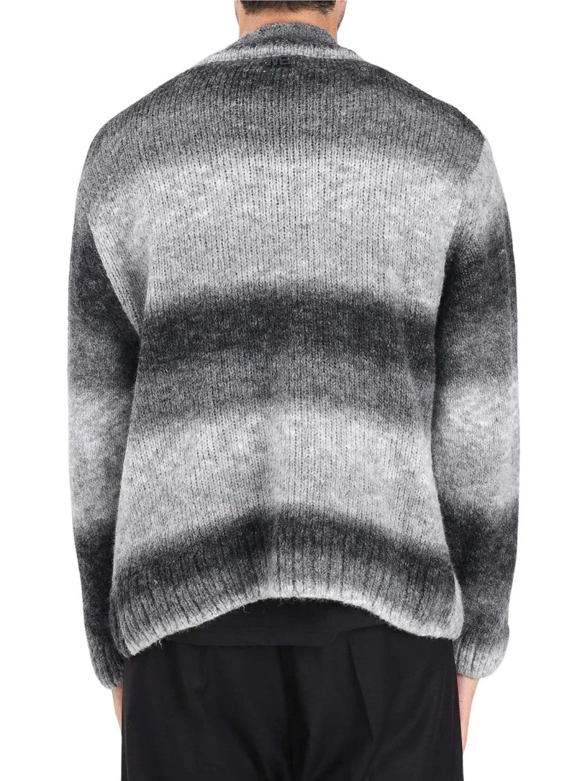 I M Brian Grey Gradient V-Neck Wool-Blend Cardigan