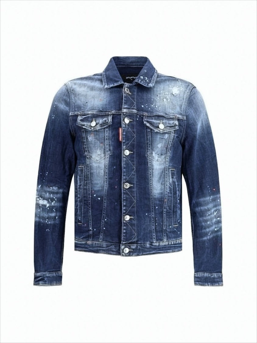 Dsquared2 Distressed Denim Jacket With Button-Up Front
