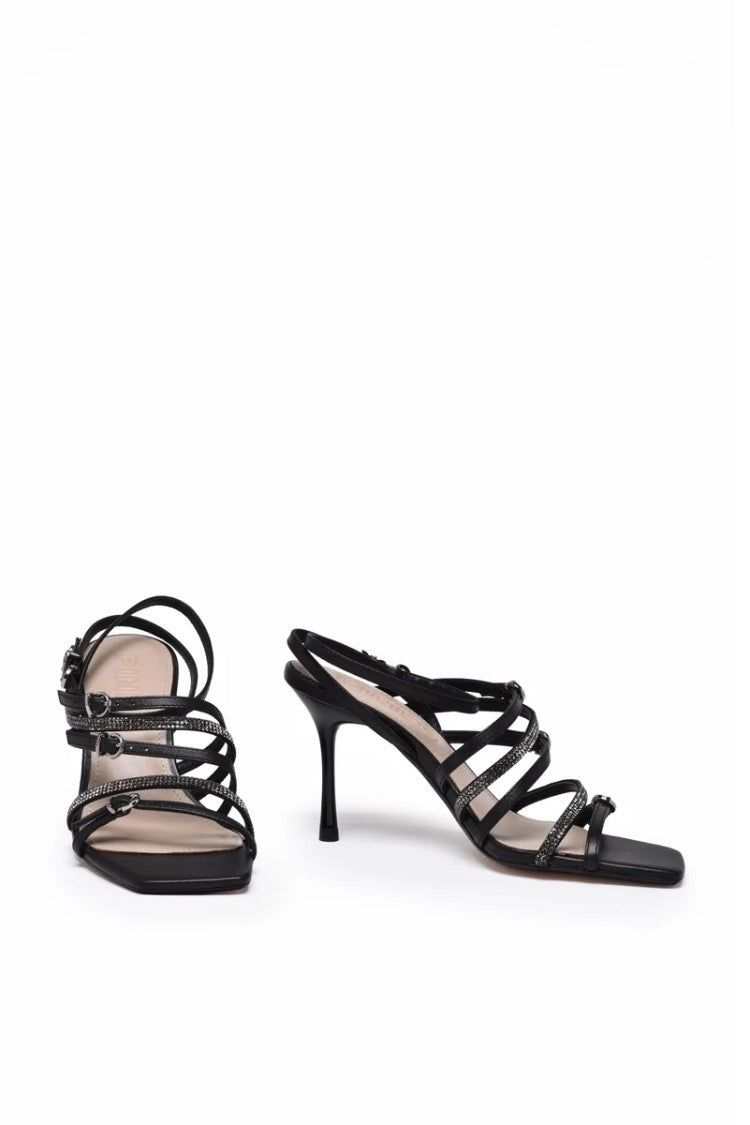 Pinko Leather Sandal Heel Height 9Cm - Black