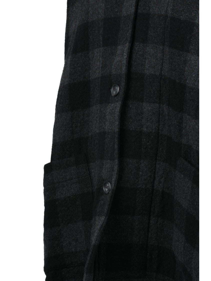 Mama B. Black Wool-Blend High-Collar Oversized Jacket
