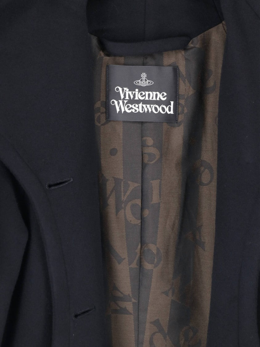 Vivienne Westwood Black Breeze Asymmetrical Flared Wool Cashmere Coat