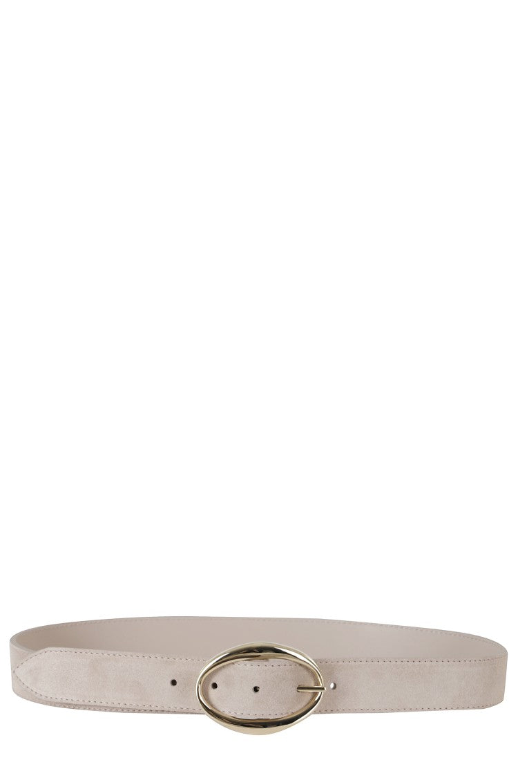Orciani Sand Peach Double Reversible Gold-Finish Leather Belt