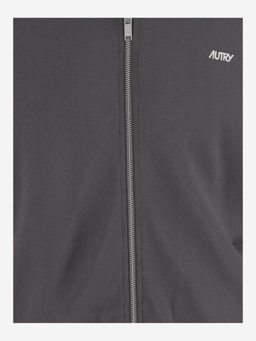 Autry Viscose Blend Jacket With Logoed Zipper And Contrast Stripes