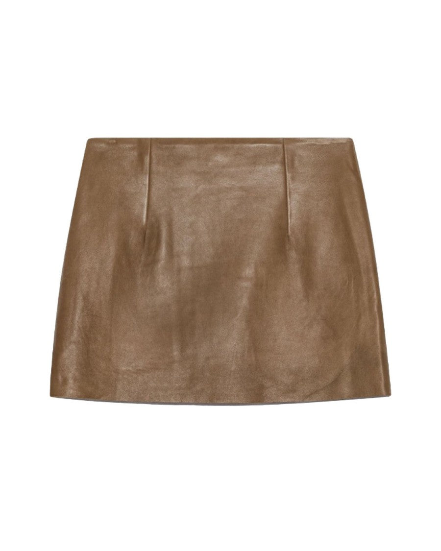 Remain Leather Mini Skirt - Brown