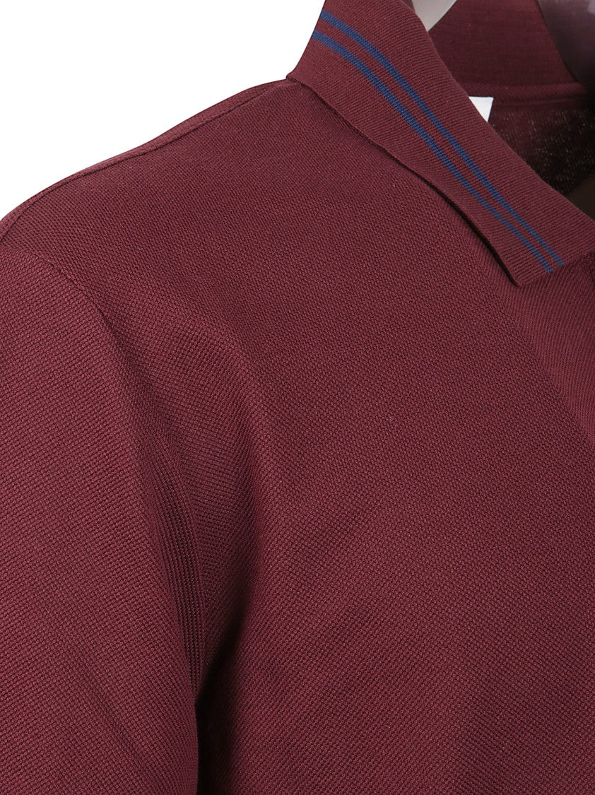 Alexander Mcqueen Burgundy Cotton Piqué Polo Shirt With Contrasting Logo