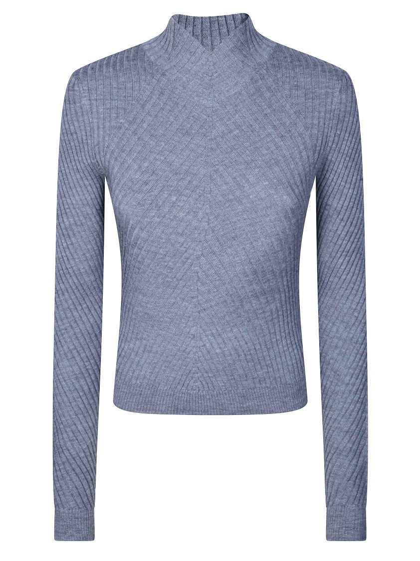 Victoria Beckham Georgia Ribbed Chevron Cropped Jumper