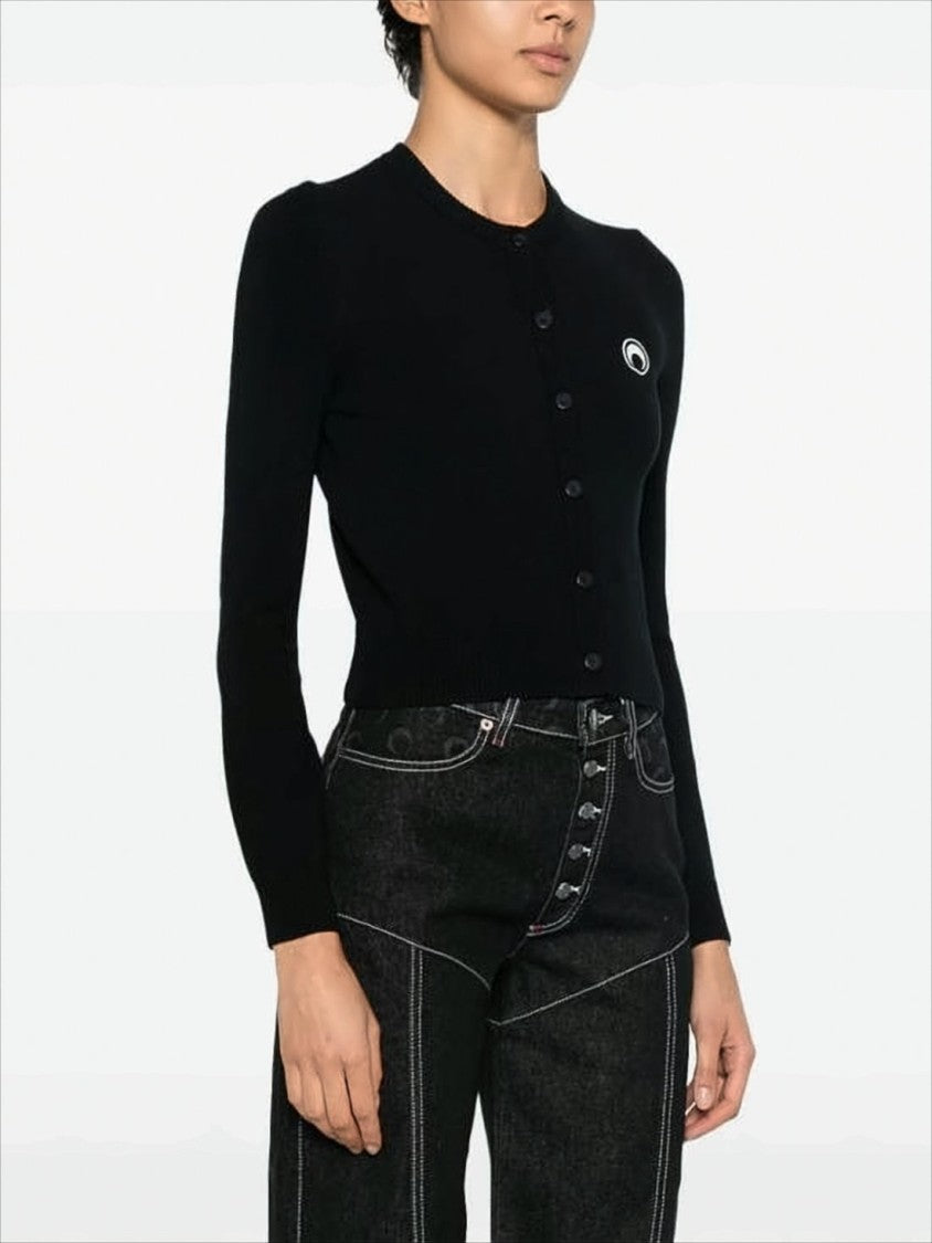 Marine Serre Fitted Cropped Cardigan With Button-Down Front