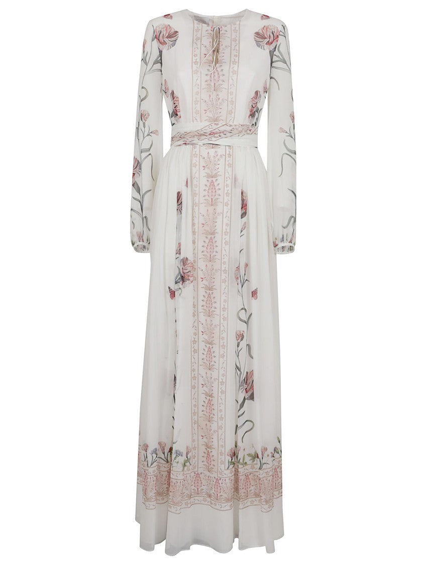Giambattista Valli Floral Pattern Maxi Silk Dress With V-Neck