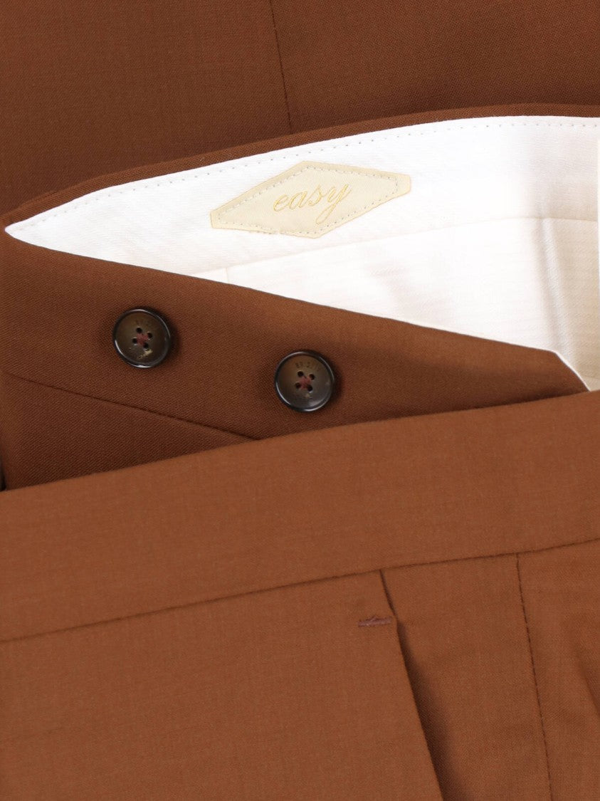 Briglia 1949 Brown Tailored Mid-Rise Virgin Wool Trousers