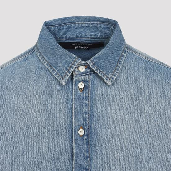 Jacquemus Denim Long-Sleeve Shirt With Embroidered Logo