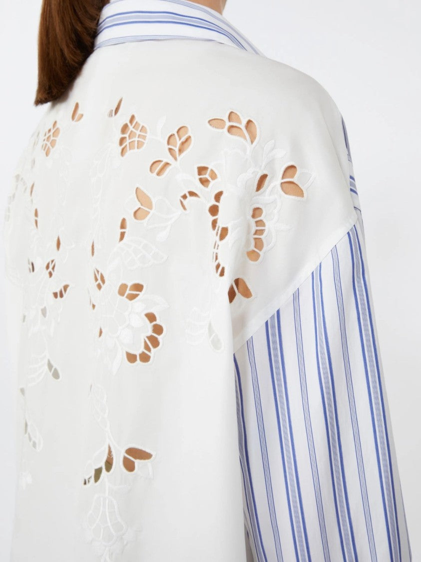 Max Mara Long-Sleeved Button-Up Shirt With Floral Embroidery