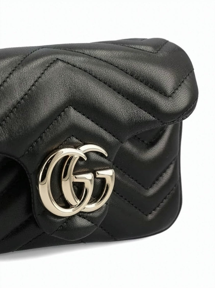 Gucci Quilted Chevron Mini Shoulder Bag With Double G Logo