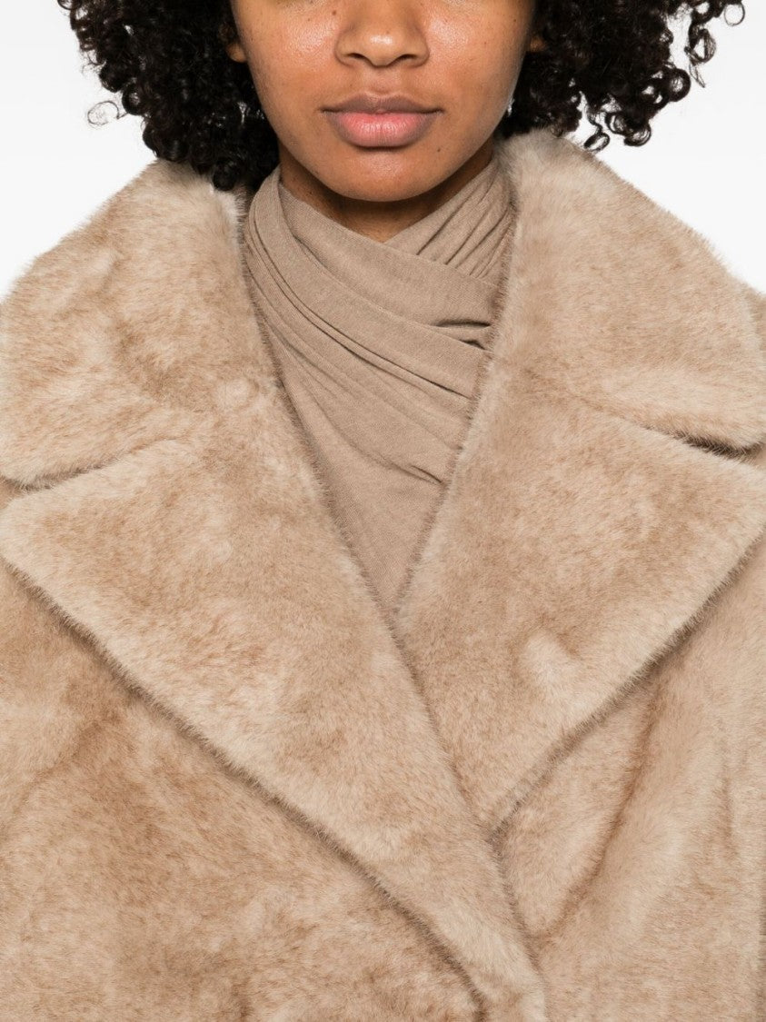 Betta Corradi Mid-Length Plush Beige Coat