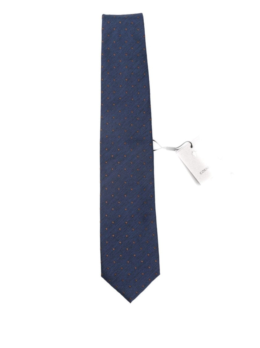 Corneliani Deep Blue Silk Tie With Herringbone Texture