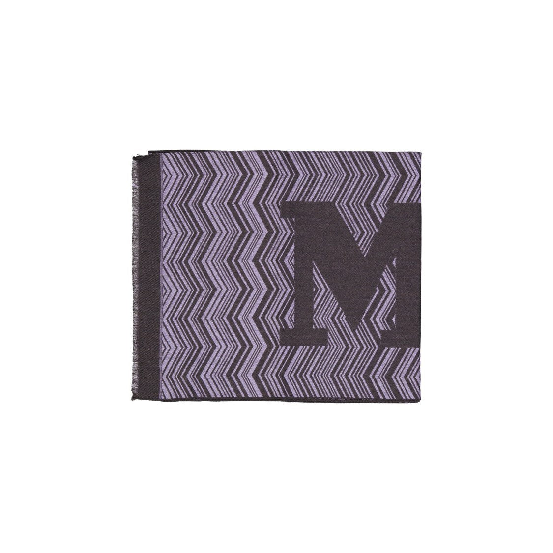 Missoni Chevron Pattern Wool Scarf With Fringe Detail
