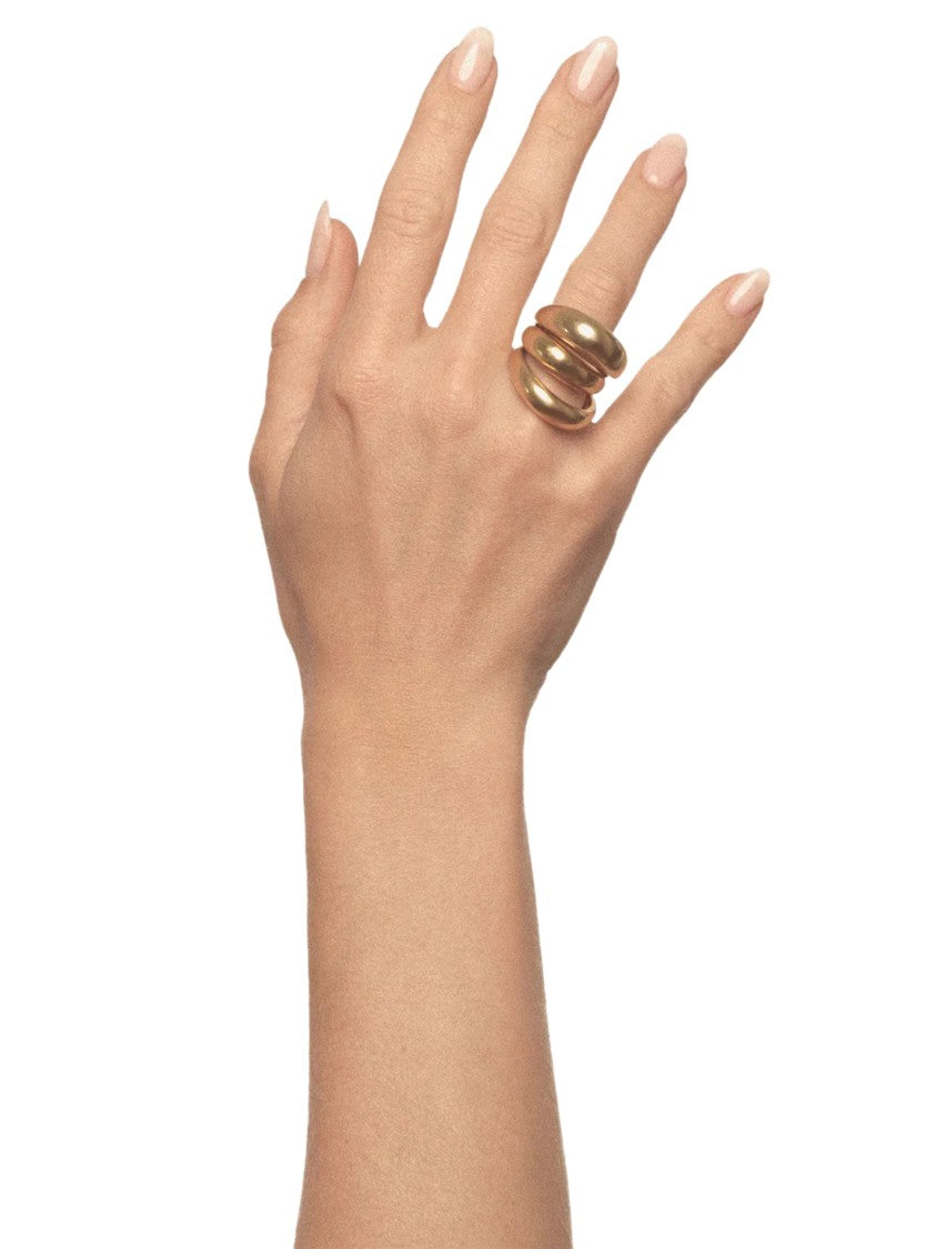 Panconesi Interconnected Oval Loop Ring With Polished Metallic Finish