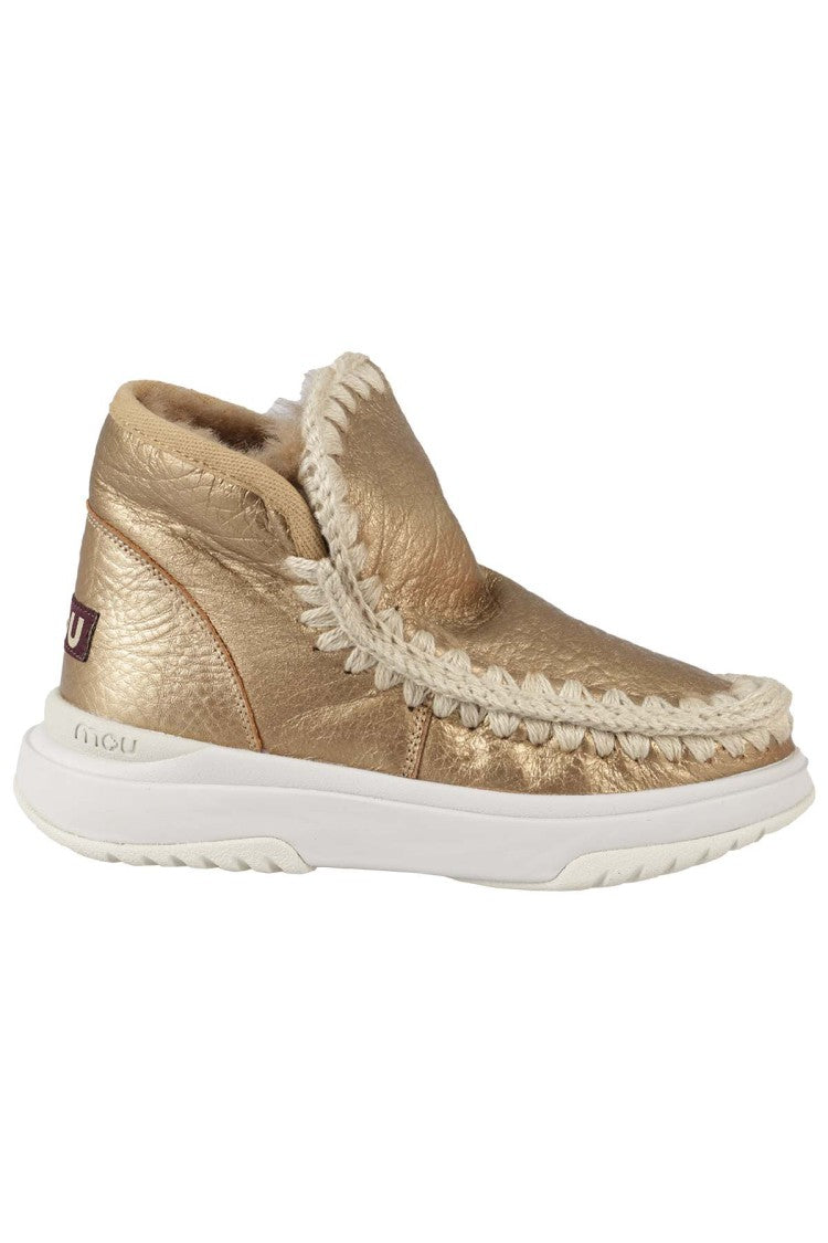 Mou Metallic Gold Leather Eskimo Jogger Boots