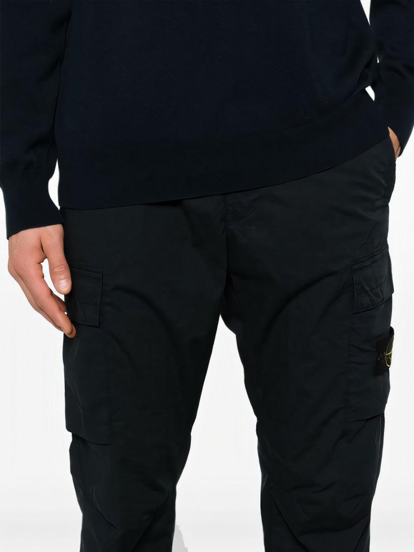 Stone Island Tapered Black Jogger Pants With Cargo Pockets
