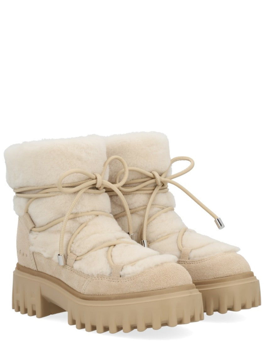 Hogan Beige Boots With Padded Quilted Upper